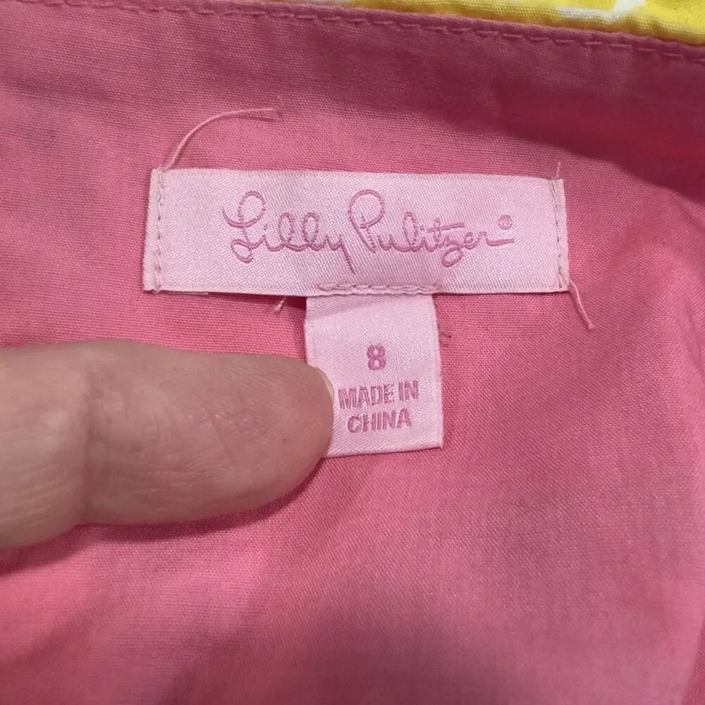 Lilly Pulitzer Girls Carolina Dress Size 8 Patchwork Turtles Tropical Preppy Bow